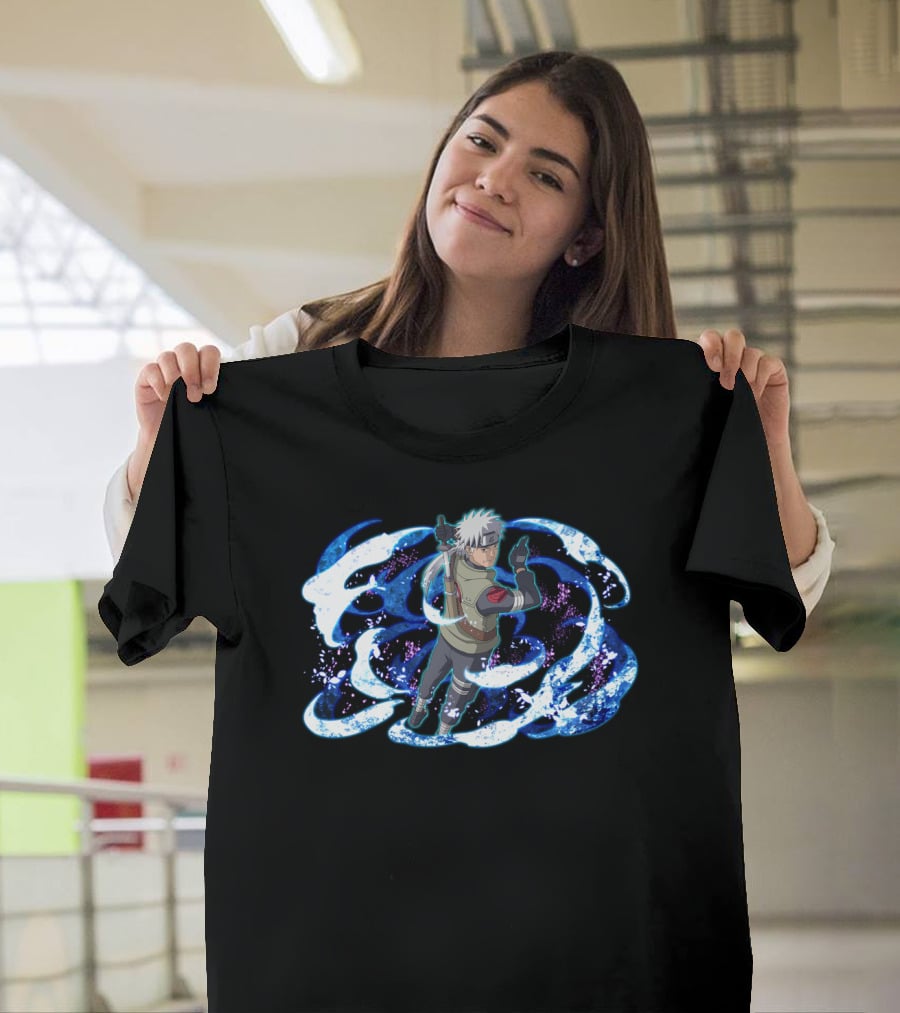 Sakumo Hatake White Fang Anime Character With Ninja Aura And Sword T-Shirt
