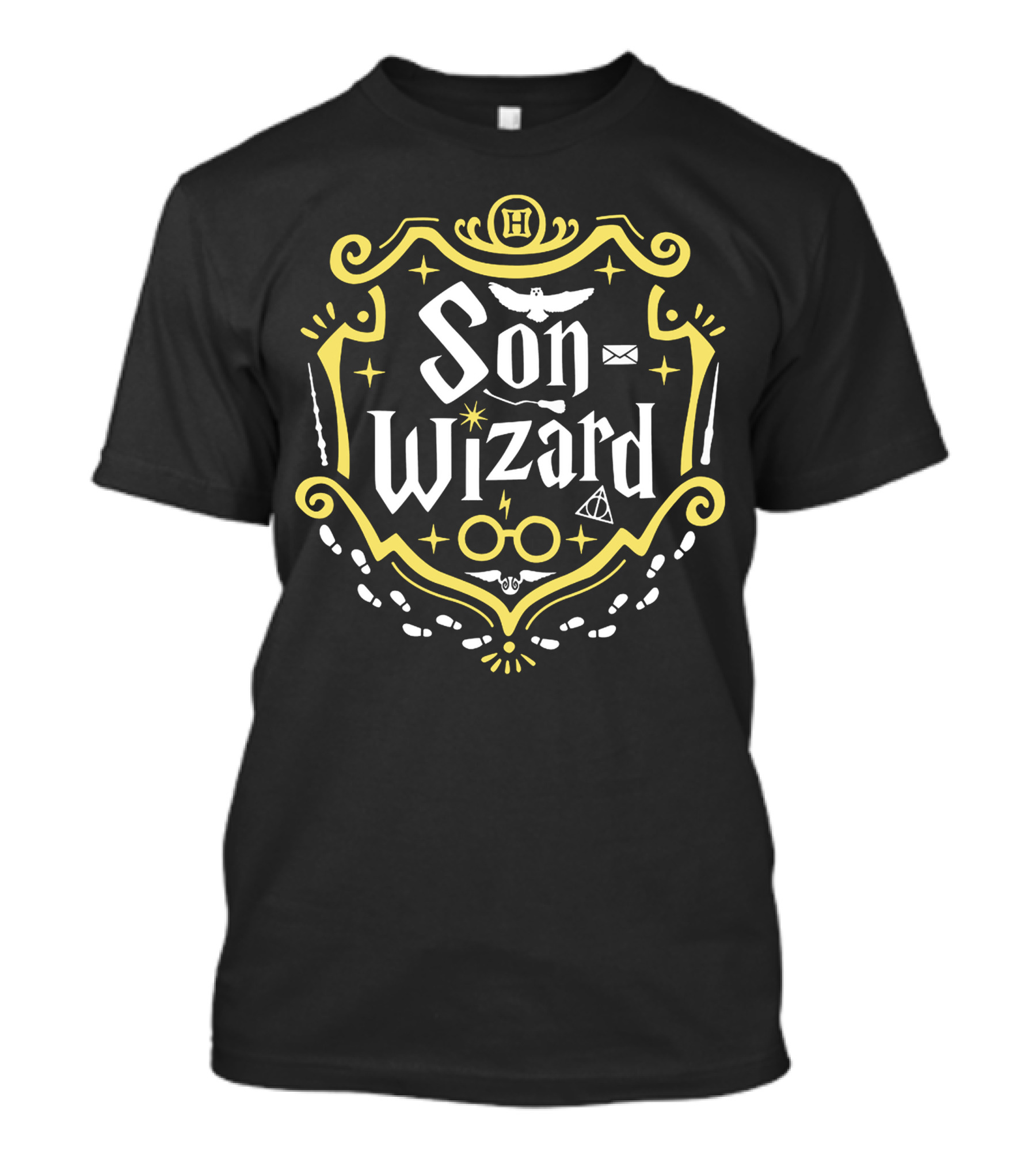 Son Wizard H Glasses Owl Letter Lightning Stars T-Shirt
