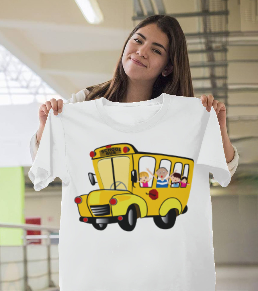 Cheerful School Bus Ride Back To School With Kids T-Shirt