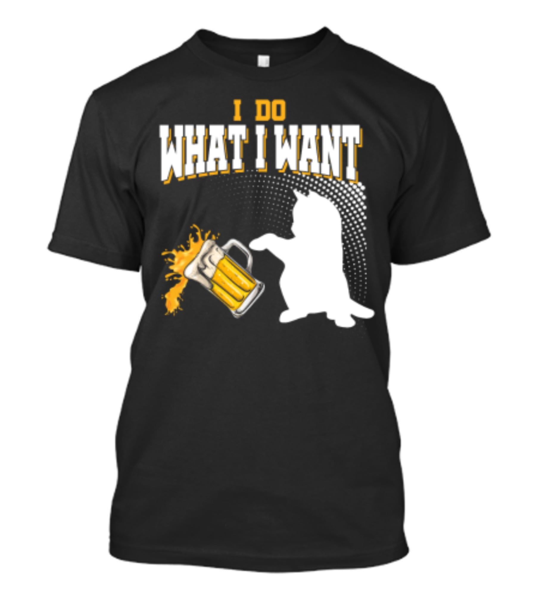 I Do What I Want Cat Knocks Over Beer Mug T-Shirt