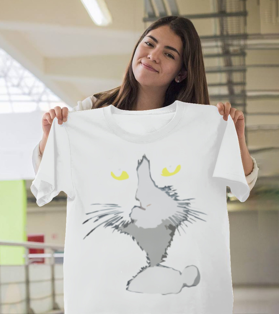 Intriguing Kitty Cats Illustration With Expressive Whiskers And Bright Eyes T-Shirt
