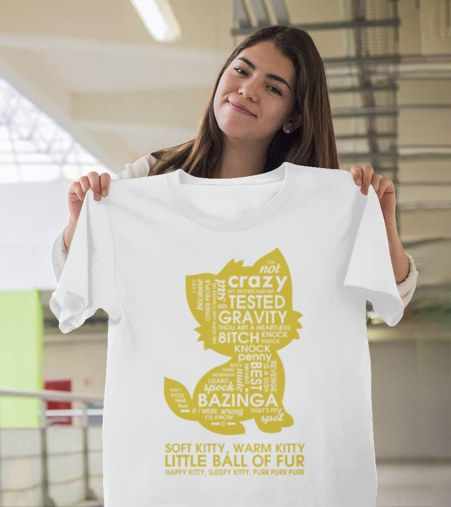 Soft Kitty, Warm Kitty, Crazy Kitty, Tested Gravity, Bazinga Little Ball of Fur T-Shirt