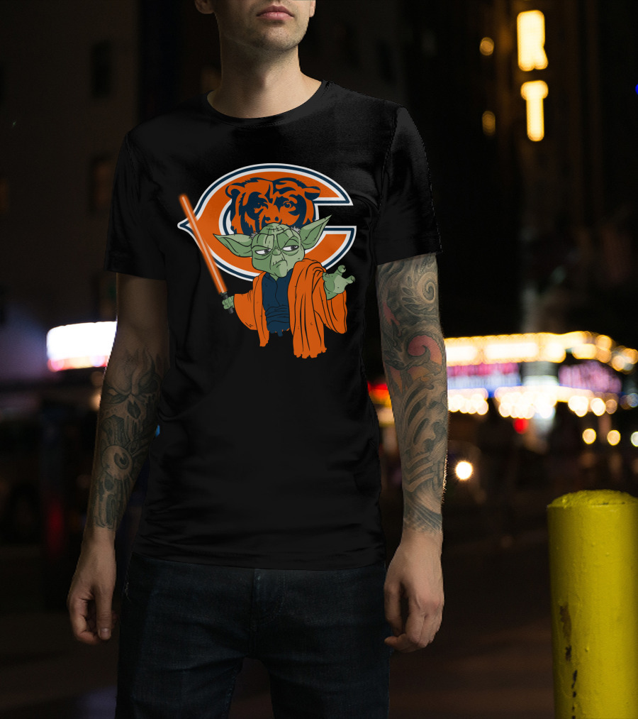 Chicago Bears Yoda Orange Lightsaber T-Shirt