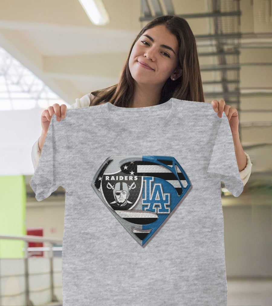 Raiders La Logo Crossover Superman Shield T-Shirt