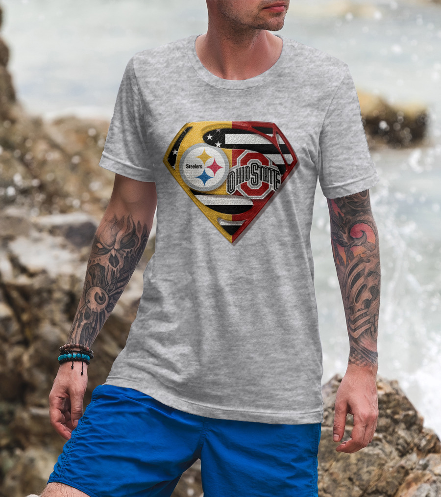 Steelers Ohio State Super Logo Steelers-Bucks Fan Gear T-Shirt