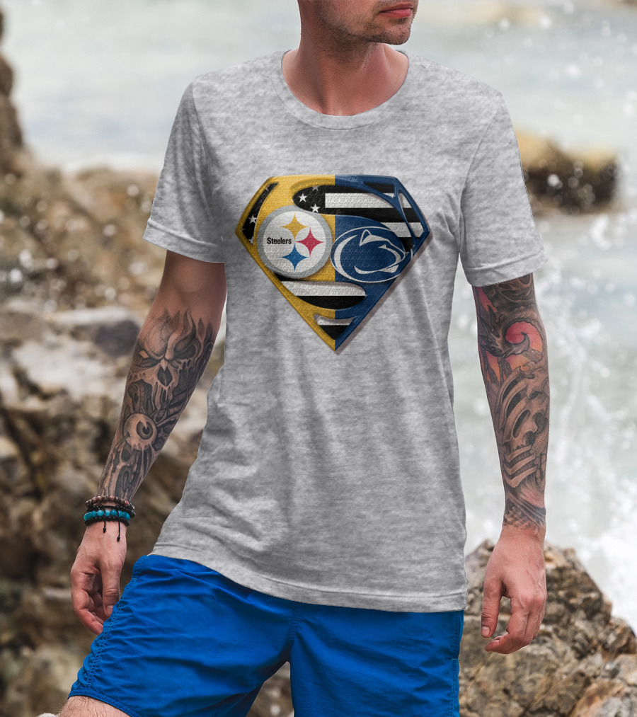 Steelers Nittany Lions Superman Logo Mashup T-Shirt