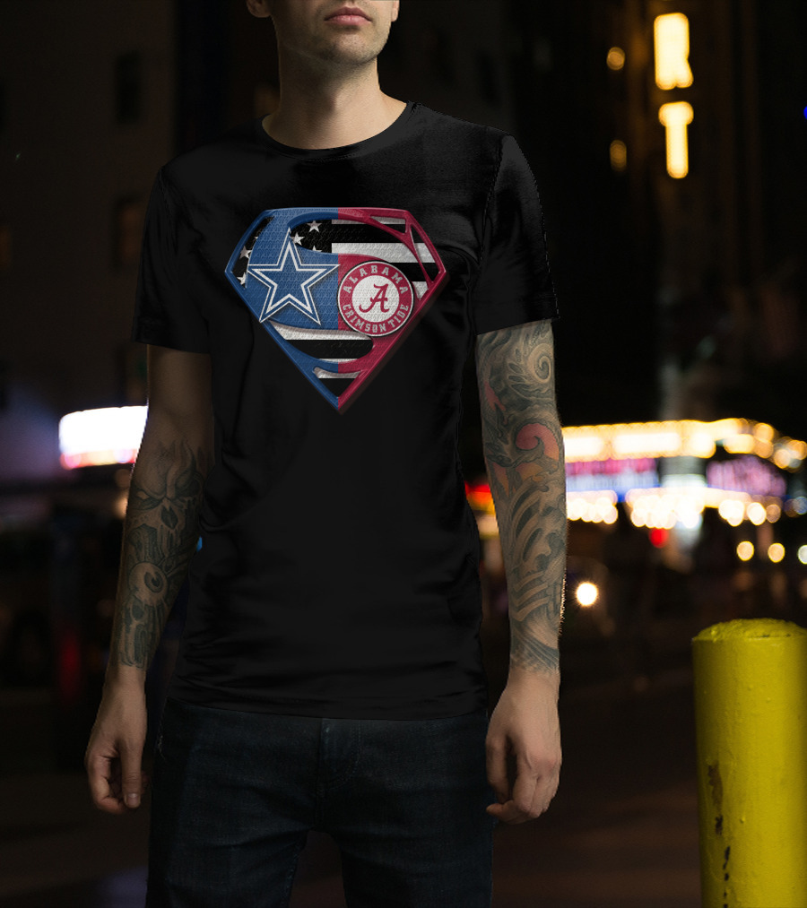 Dallas Cowboys Alabama Crimson Tide Superman Shield T-Shirt