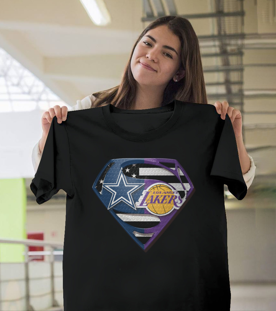 Superman Star Dallas Cowboys Los Angeles Lakers Badge T-Shirt