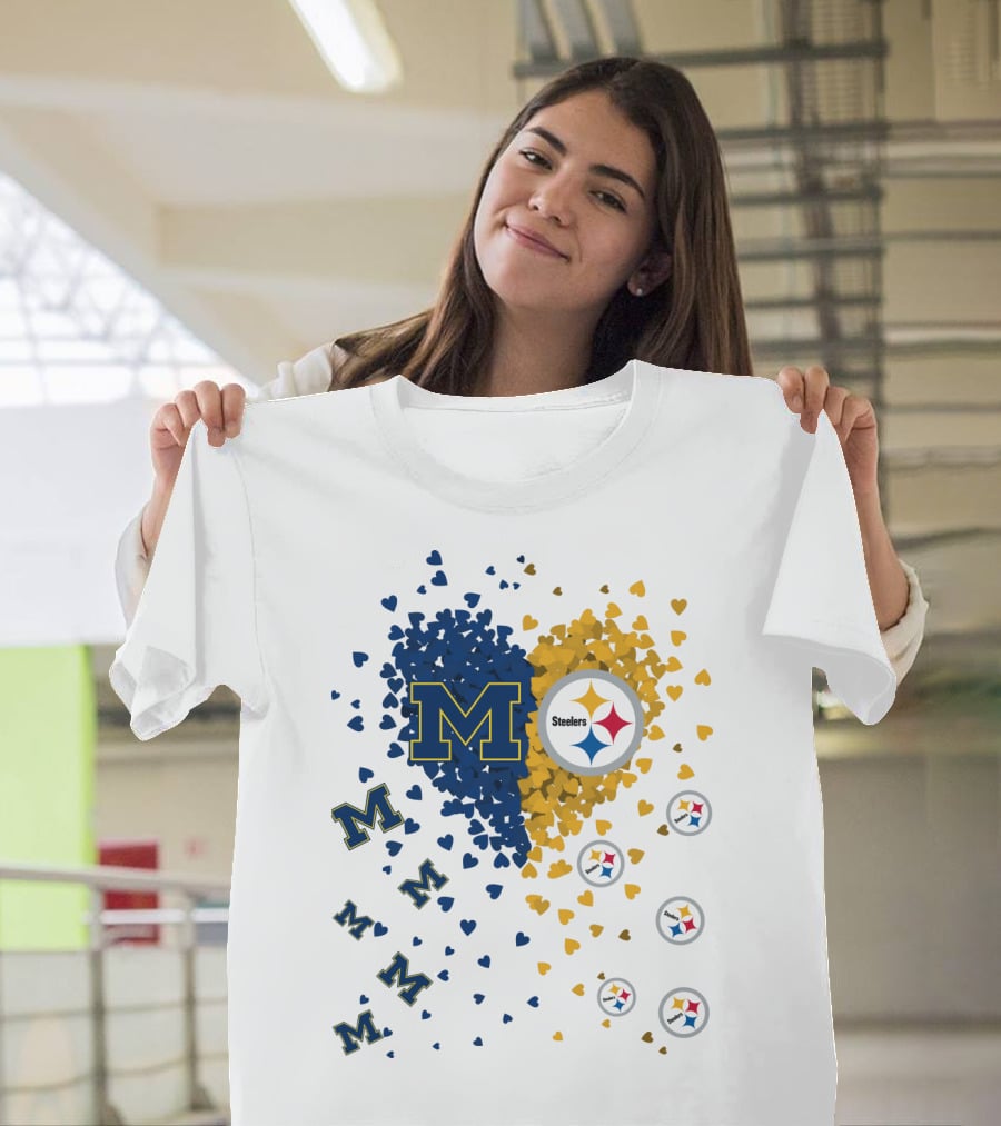 Steelers Heart With Wolverines M Symbol T-Shirt