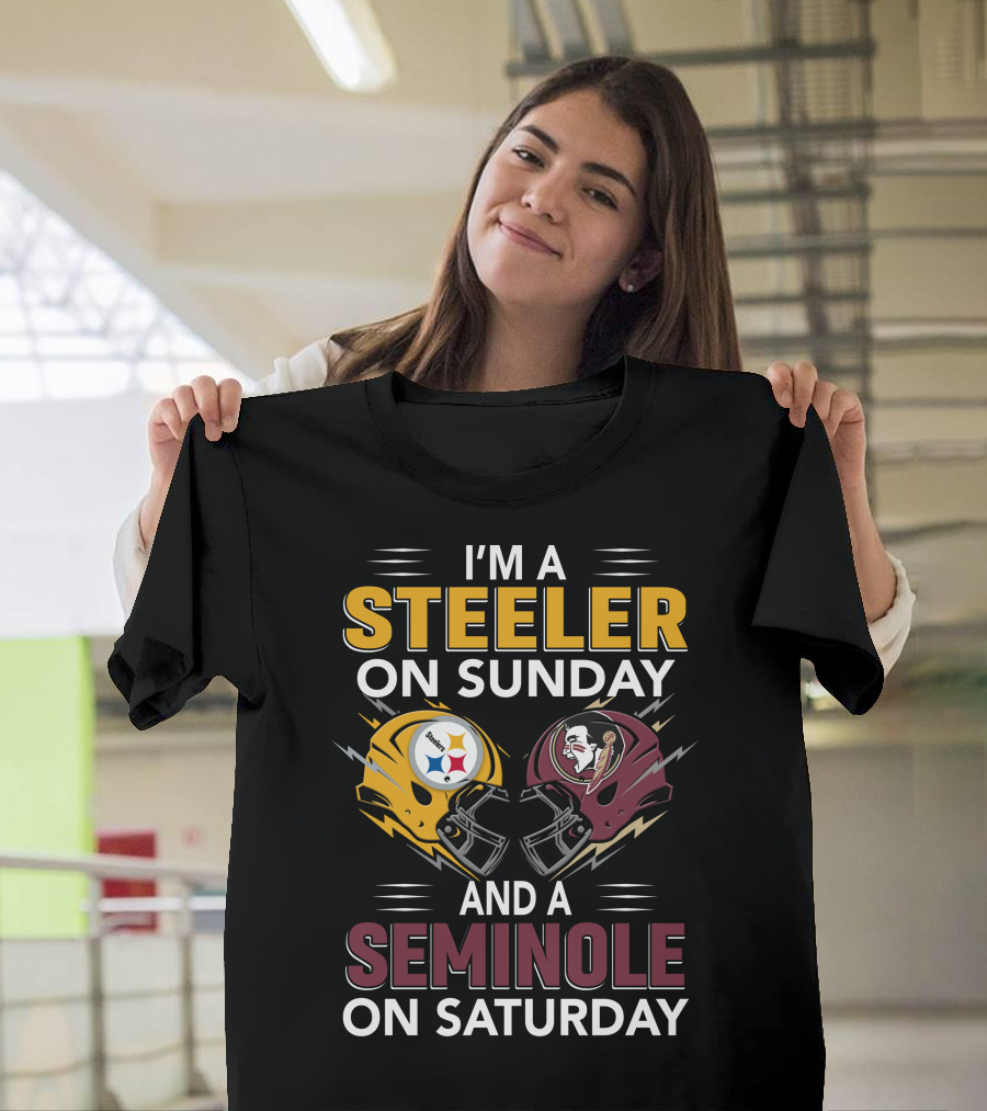 I'm A Steeler On Sunday And A Seminole On Saturday Helmet Clash T-Shirt