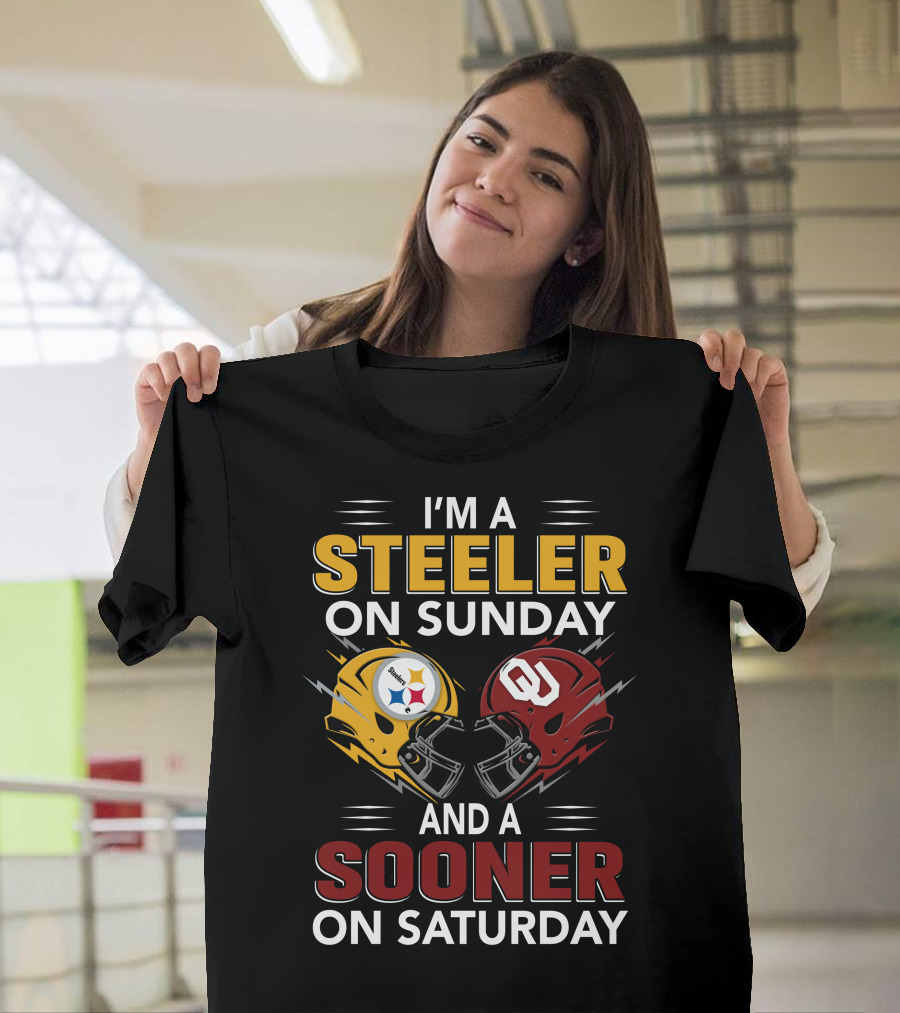 I'm A Steeler On Sunday And A Sooner On Saturday Helmets T-Shirt