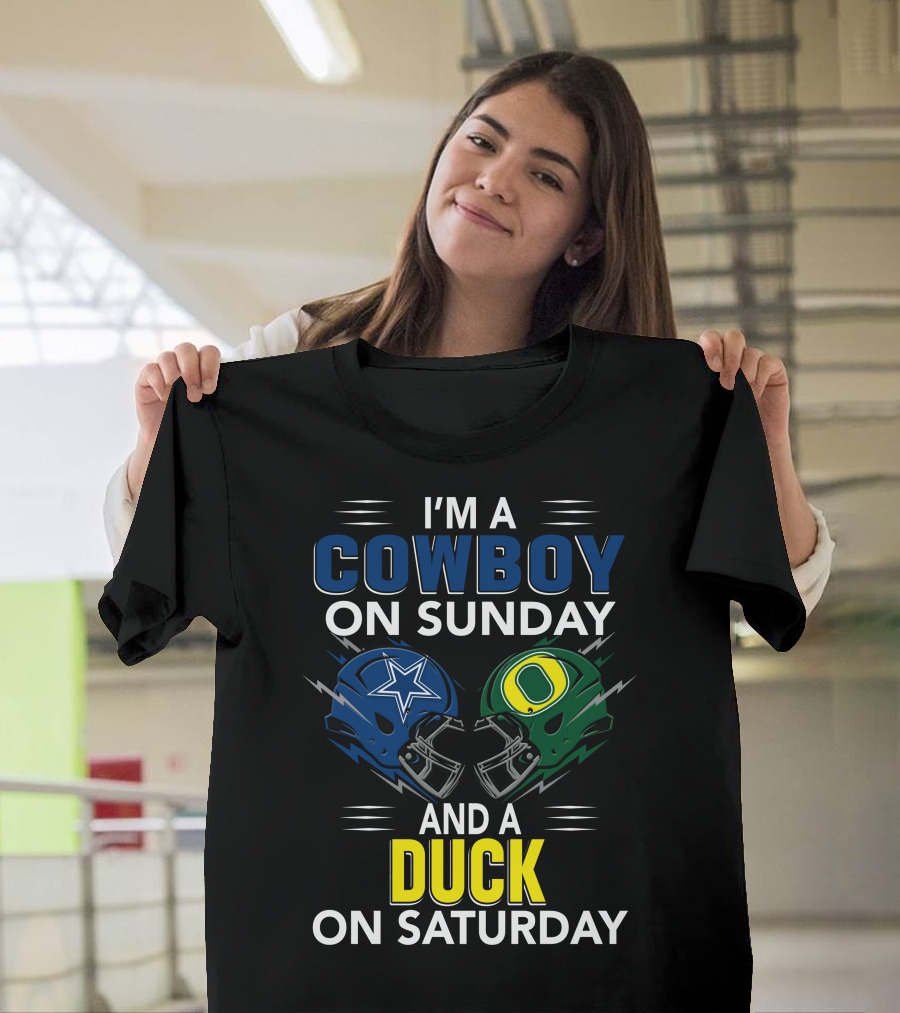 I'm A Cowboy On Sunday And A Duck On Saturday Football Helmets T-Shirt