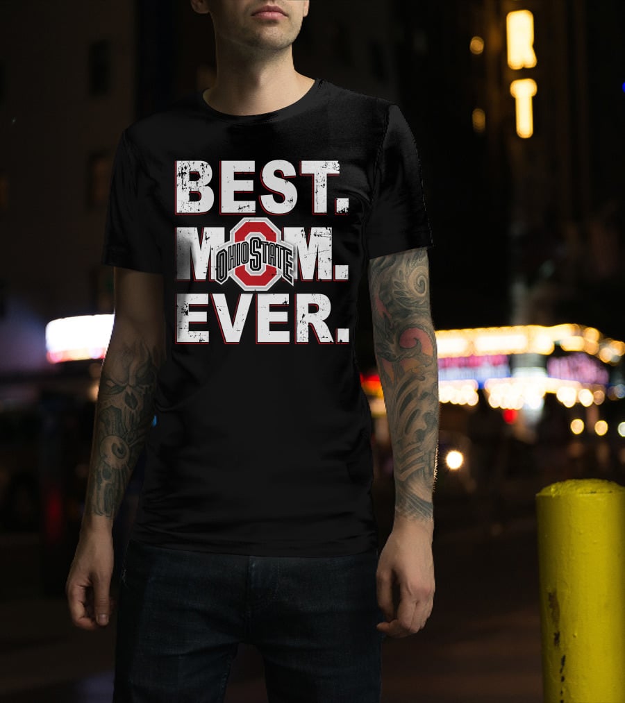 Best Mom Ever Ohio State Buckeyes Logo Block T-Shirt