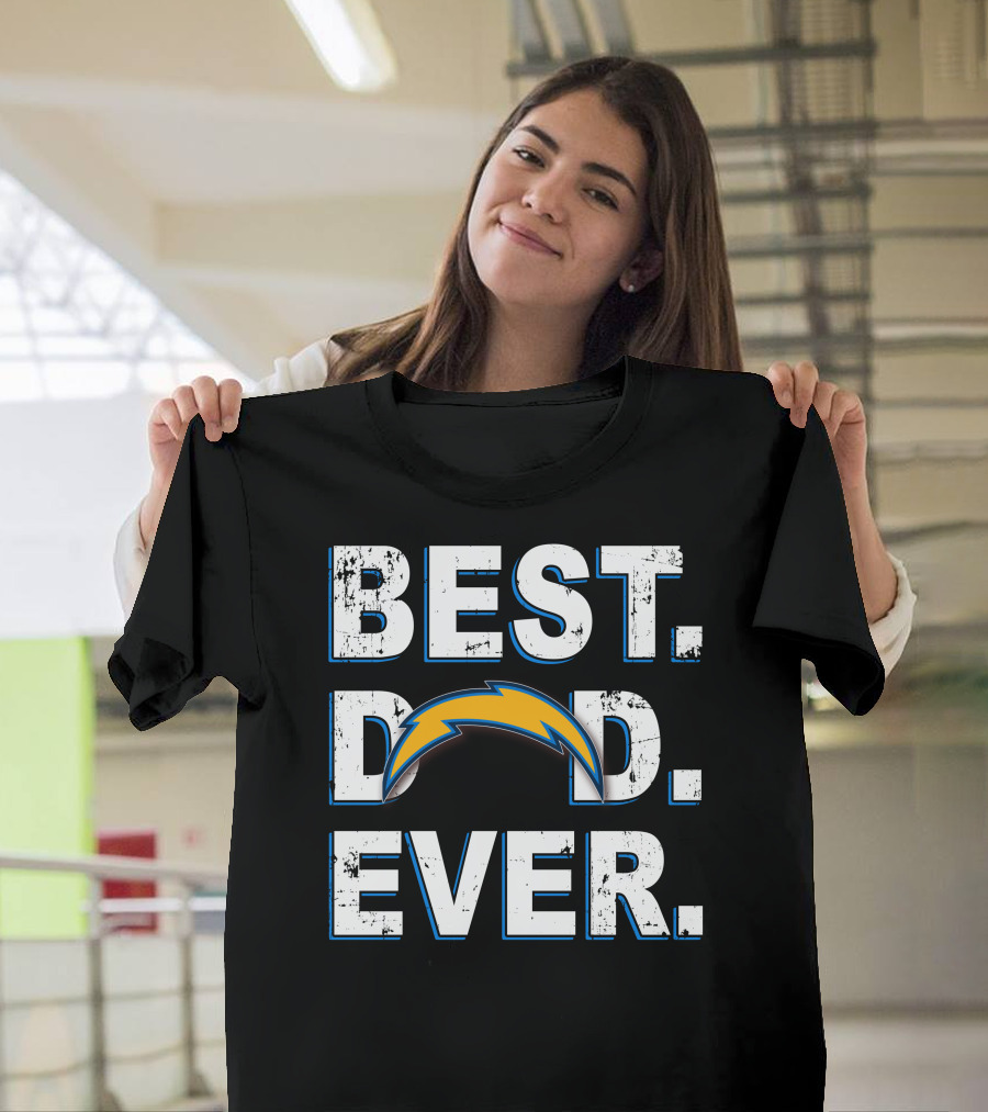 BEST DAD EVER Chargers Fan Lightning Bolt T-Shirt