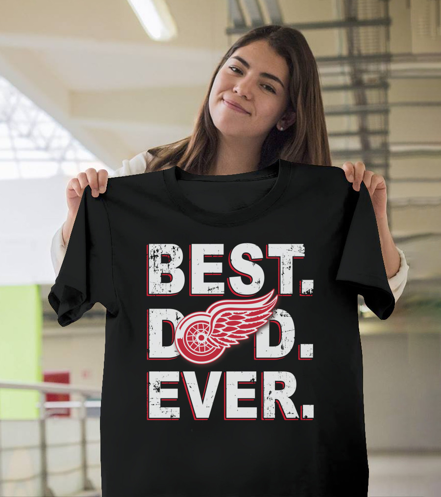 Best Dad Ever Detroit Hockey Wings T-Shirt