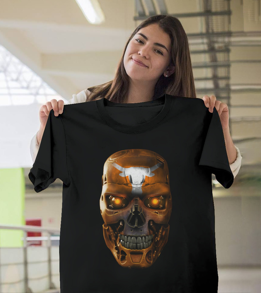 Skull With Glowing Eyes And Longhorn T-Shirt
