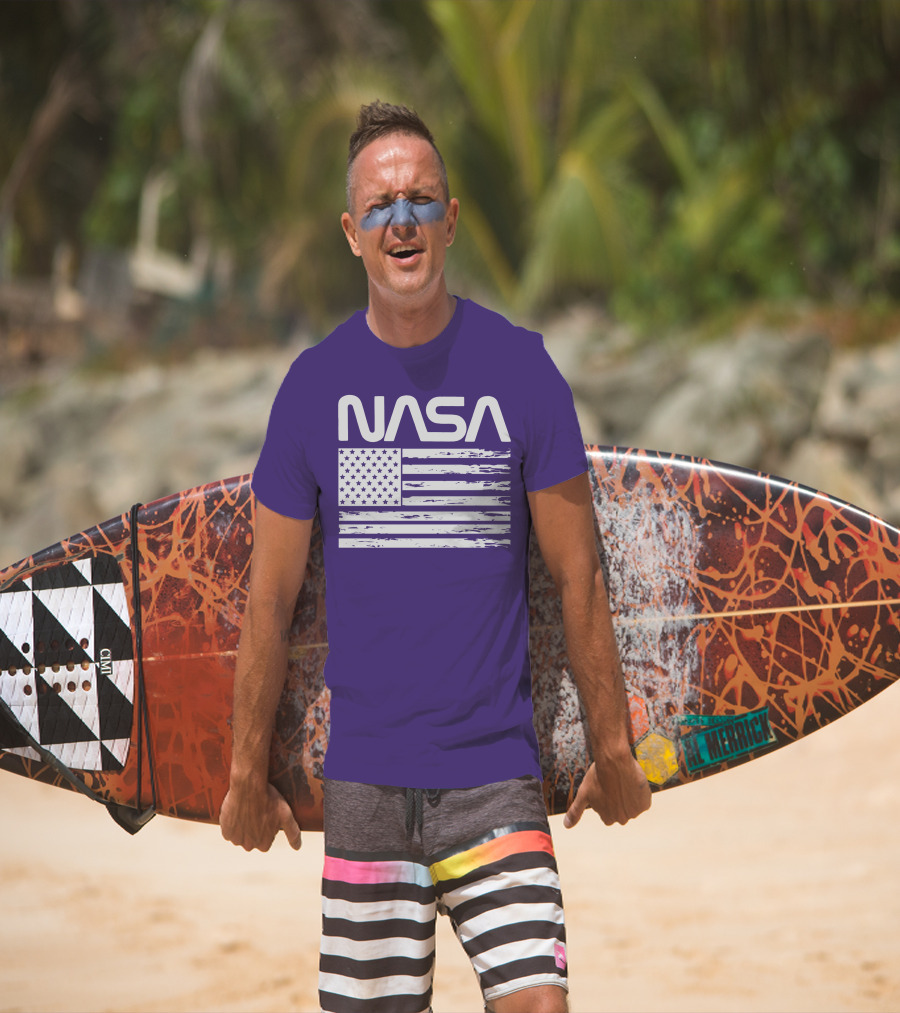 NASA Distressed American Flag Rocketry T-Shirt