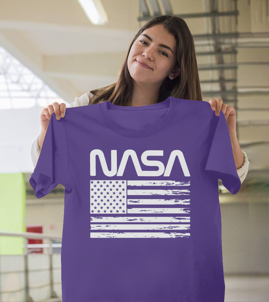 NASA Distressed American Flag Rocketry T-Shirt