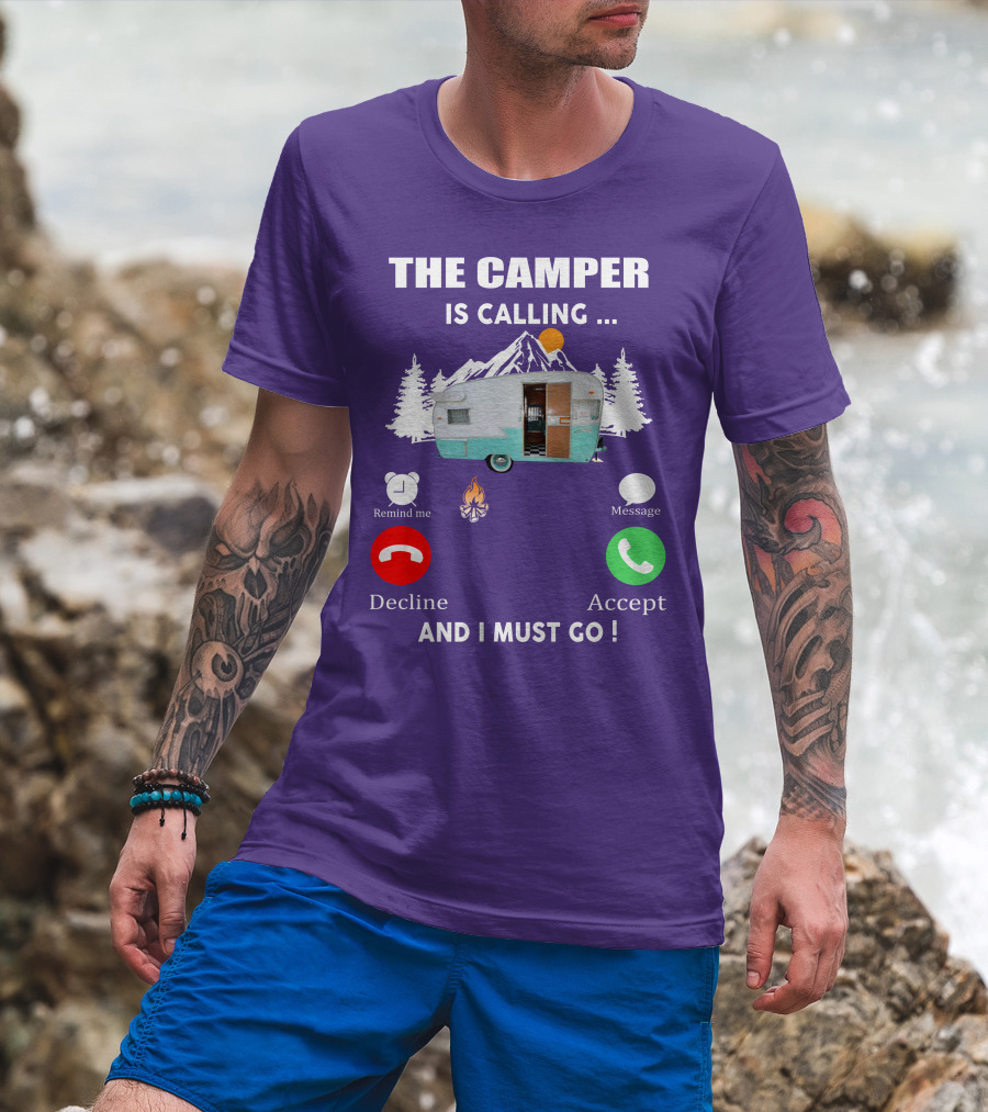 The Camper Is Calling And I Must Go Vintage Shasta Compact Trailers T-Shirt