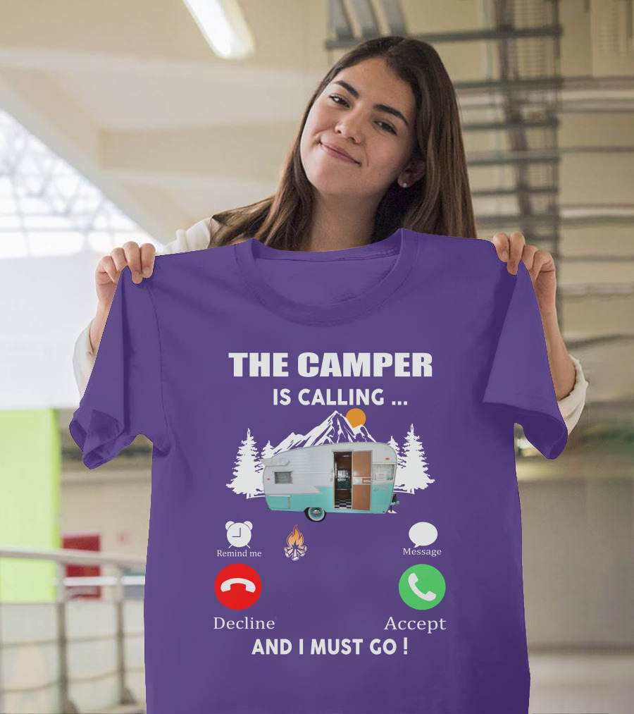 The Camper Is Calling And I Must Go Vintage Shasta Compact Trailers T-Shirt
