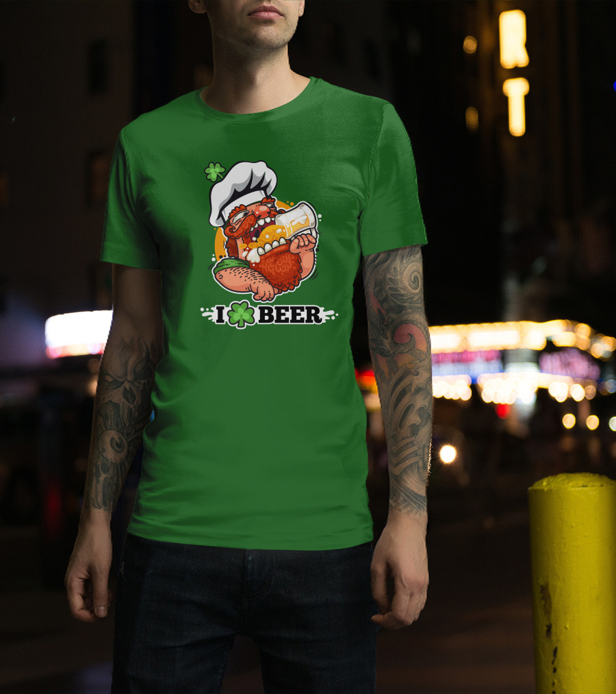 Irish Chef Shamrock I Love Beer T-Shirt