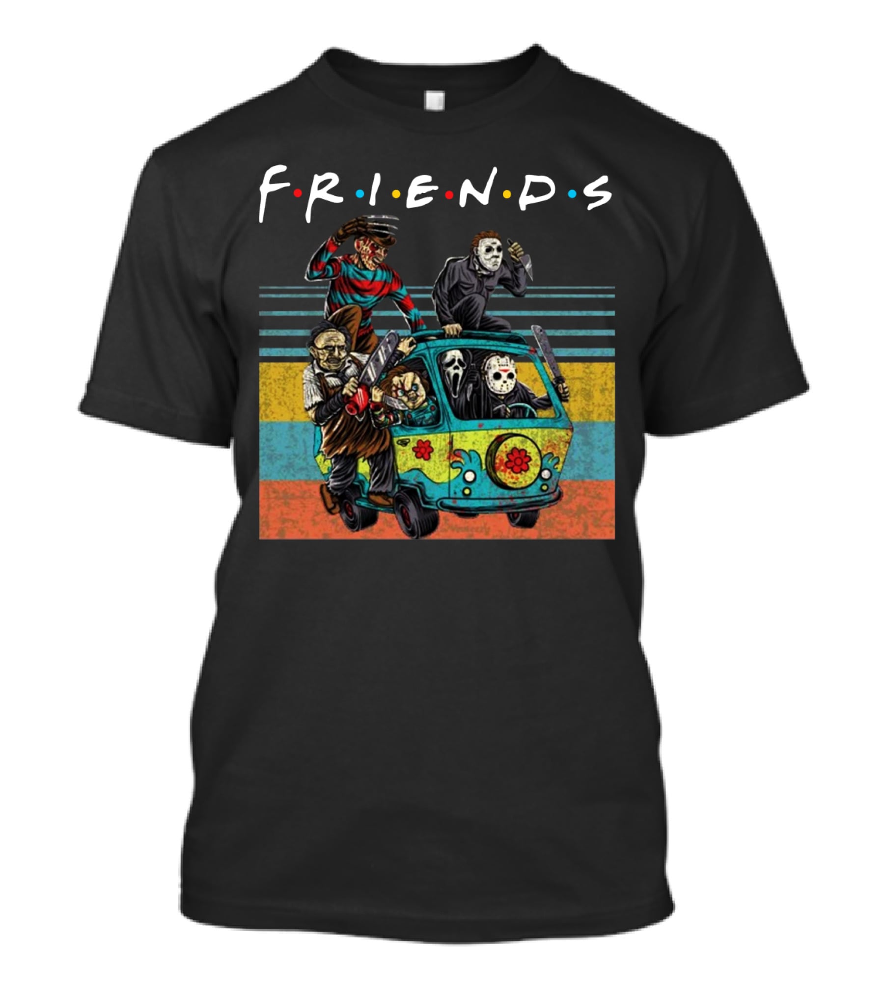 Boom Style Horror Friends In Mystery Van T-Shirt