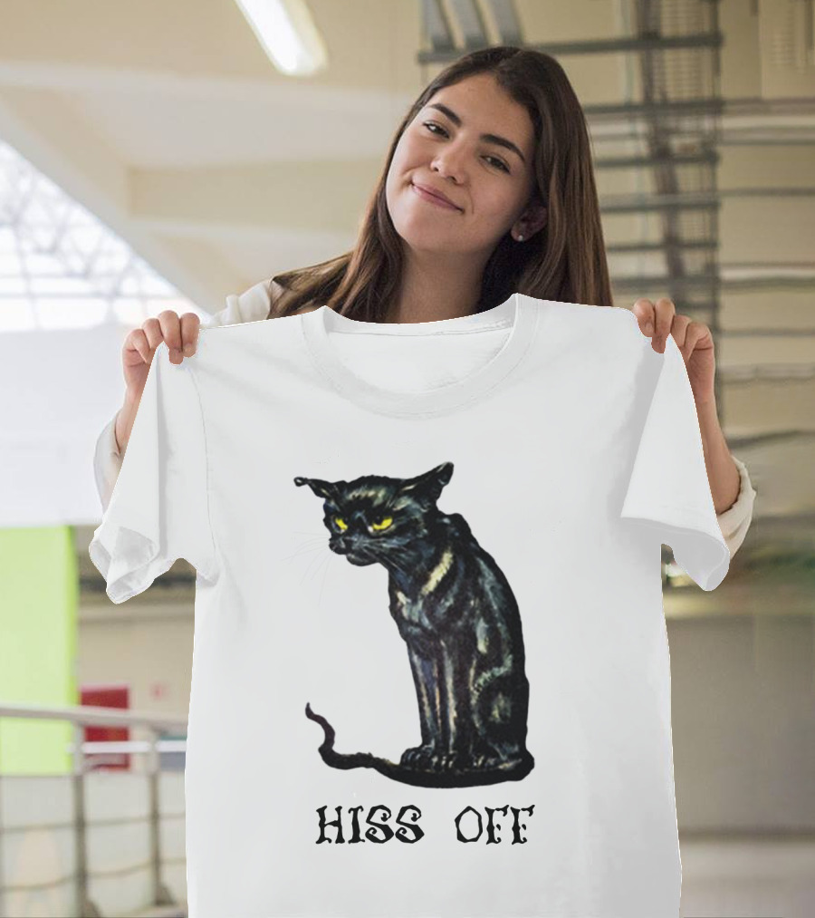 Hiss Off Cat with Grumpy Black Cat T-Shirt
