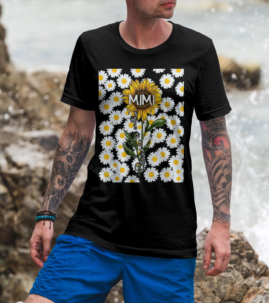 Sunflower Daisy Pattern Blessed To Be Called Mimi T-Shirt