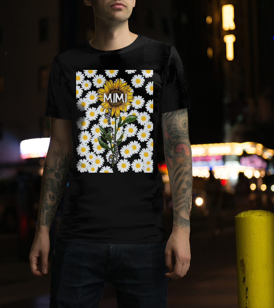 Sunflower Daisy Pattern Blessed To Be Called Mimi T-Shirt