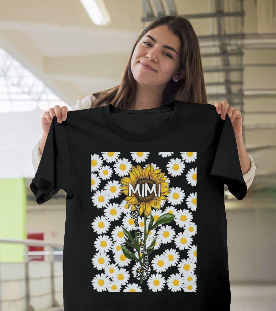 Sunflower Daisy Pattern Blessed To Be Called Mimi T-Shirt