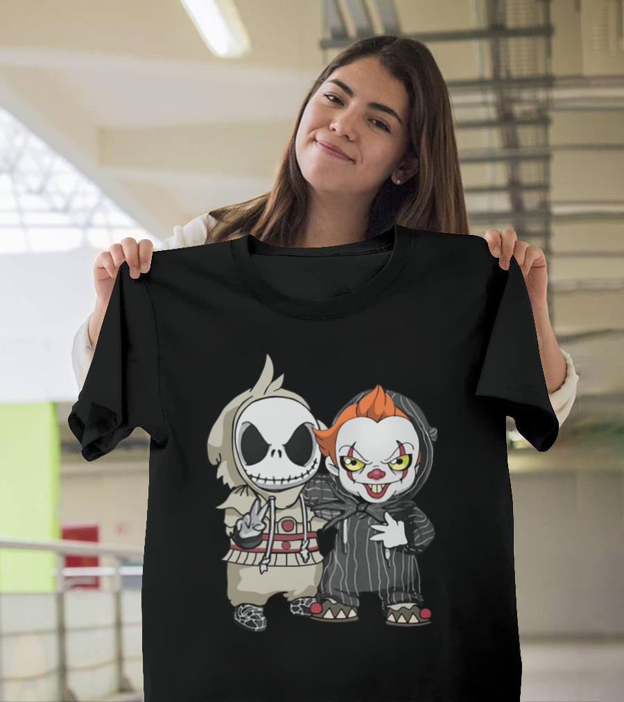 Baby Jack Skellington Pennywise Cute Horror Character Mashup T-Shirt