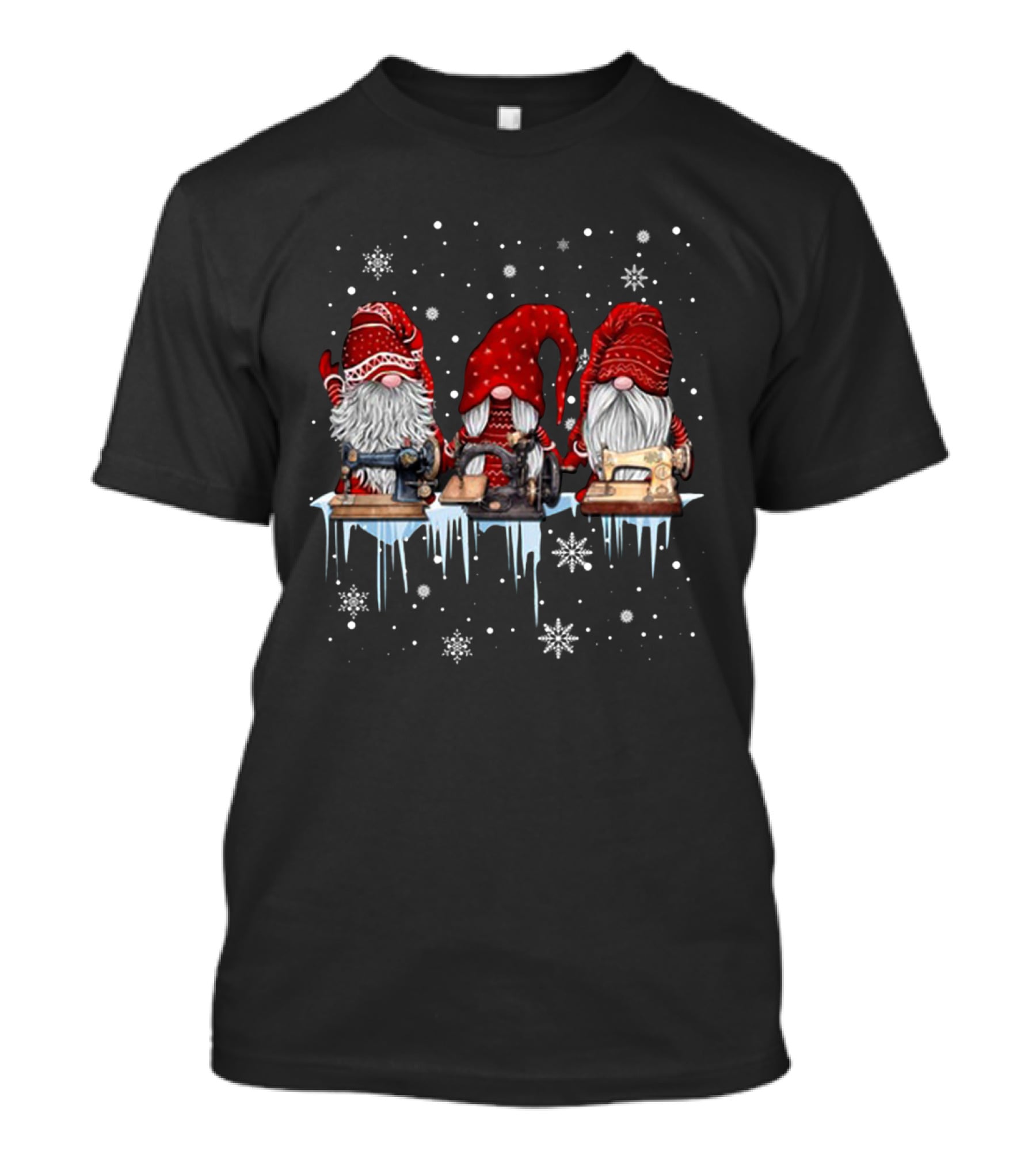 Christmas Gnome Sewing Snowflakes T-Shirt
