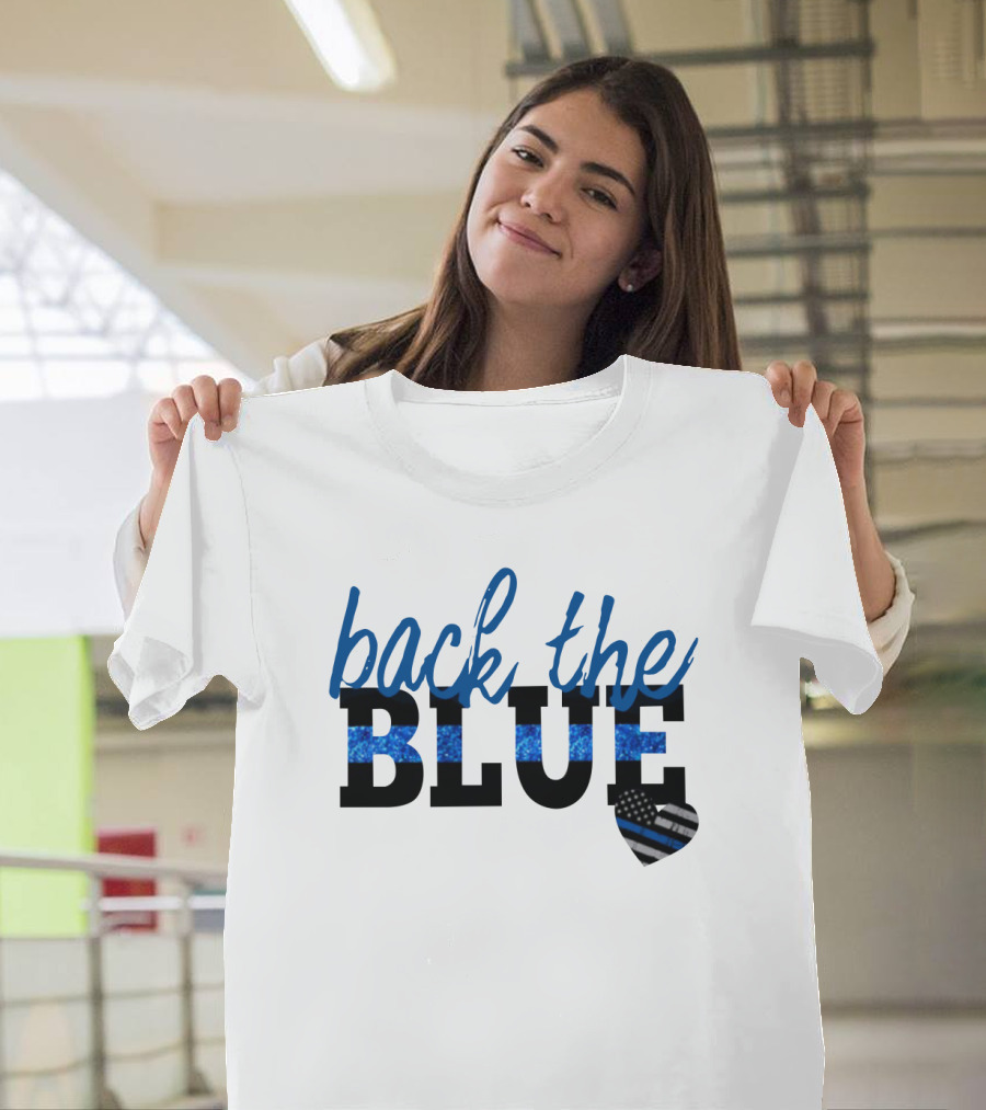 Back The Blue Thin Blue Line Heart T-Shirt