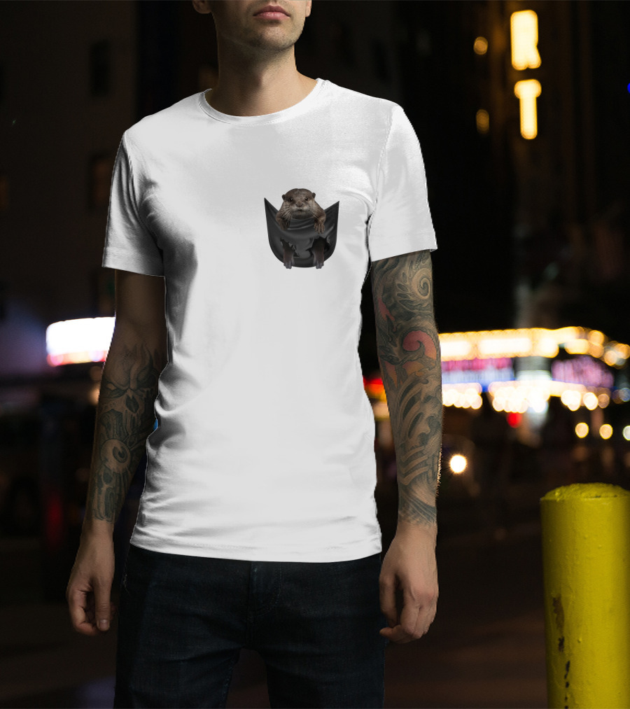 Otter In Black Pocket T-Shirt
