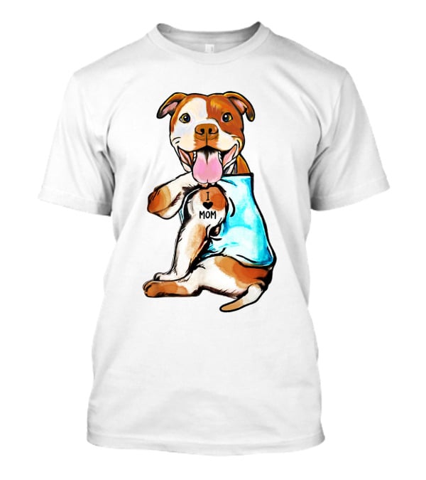 Pit Bull I Love Mom Heart Tattoo T-Shirt