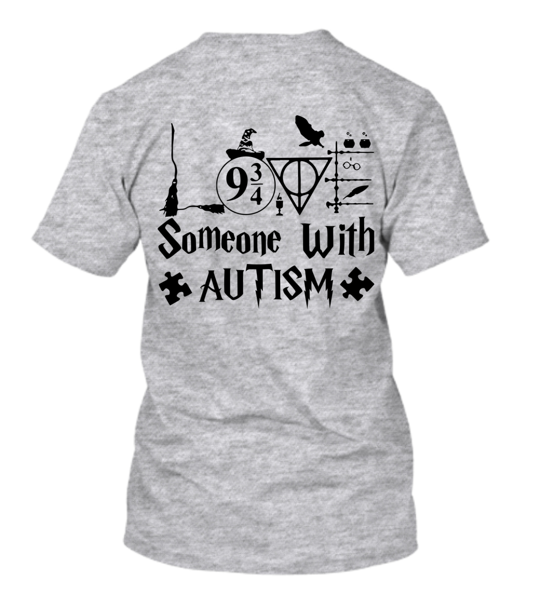 Love Someone With Autism 9 3/4 Wizard Elements Puzzle Pieces T-Shirt