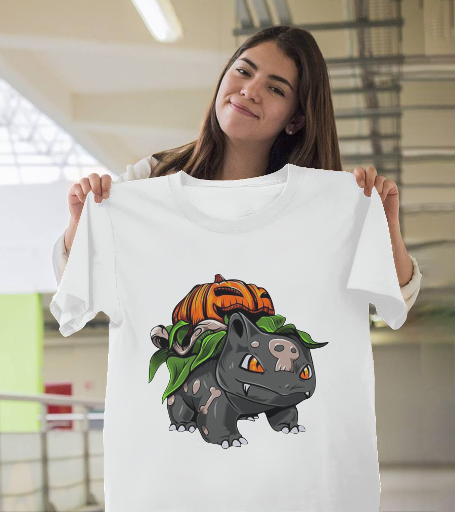 Halloween Bulbasaur Pumpkin Skeleton Spooky Pokemon T-Shirt