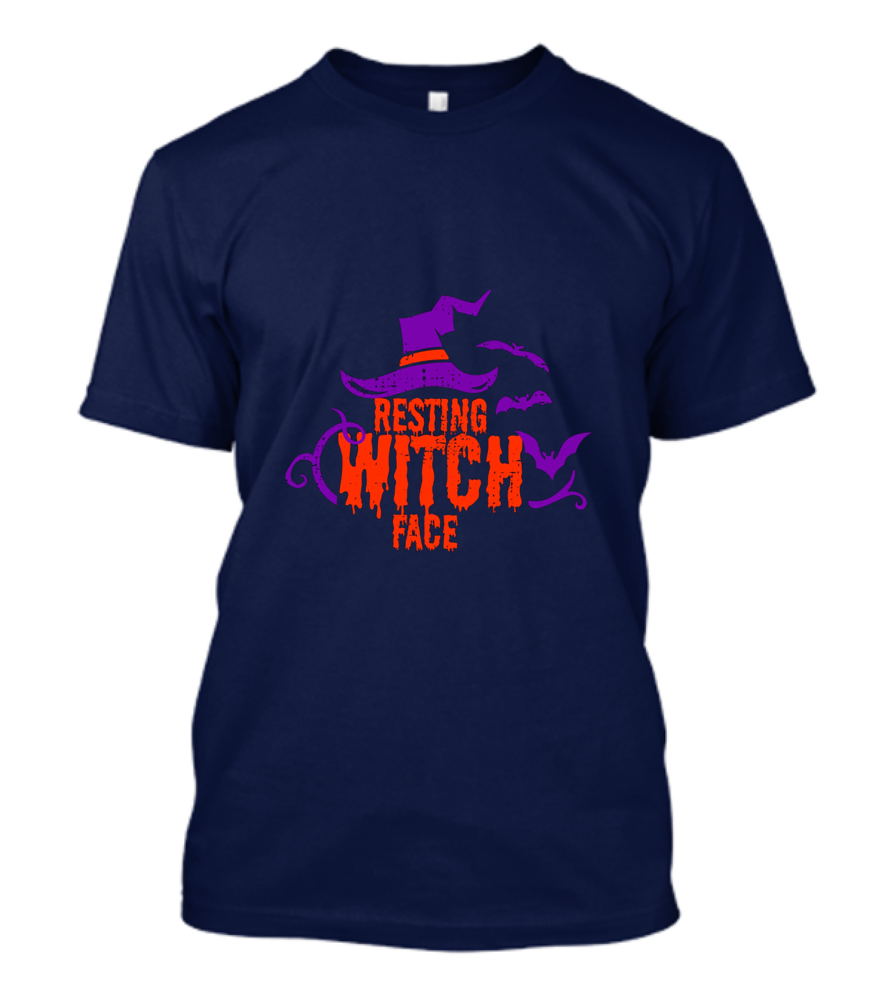Resting Witch Face Witch Hat Bats Halloween T-Shirt