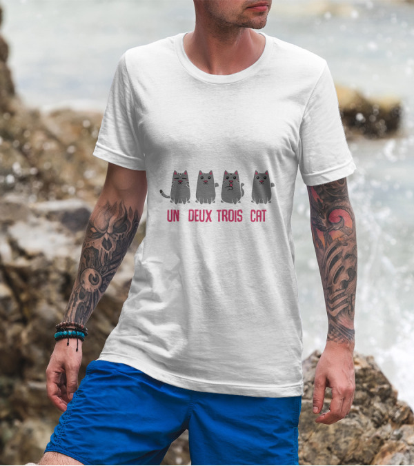 Un Deux Trois Cat Counting Cats In French T-Shirt