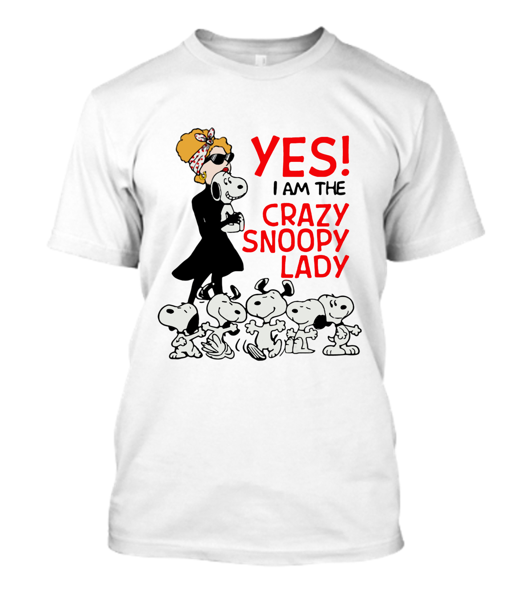 YES I Am The Crazy Snoopy Lady With Retro Snoopy Characters T-Shirt