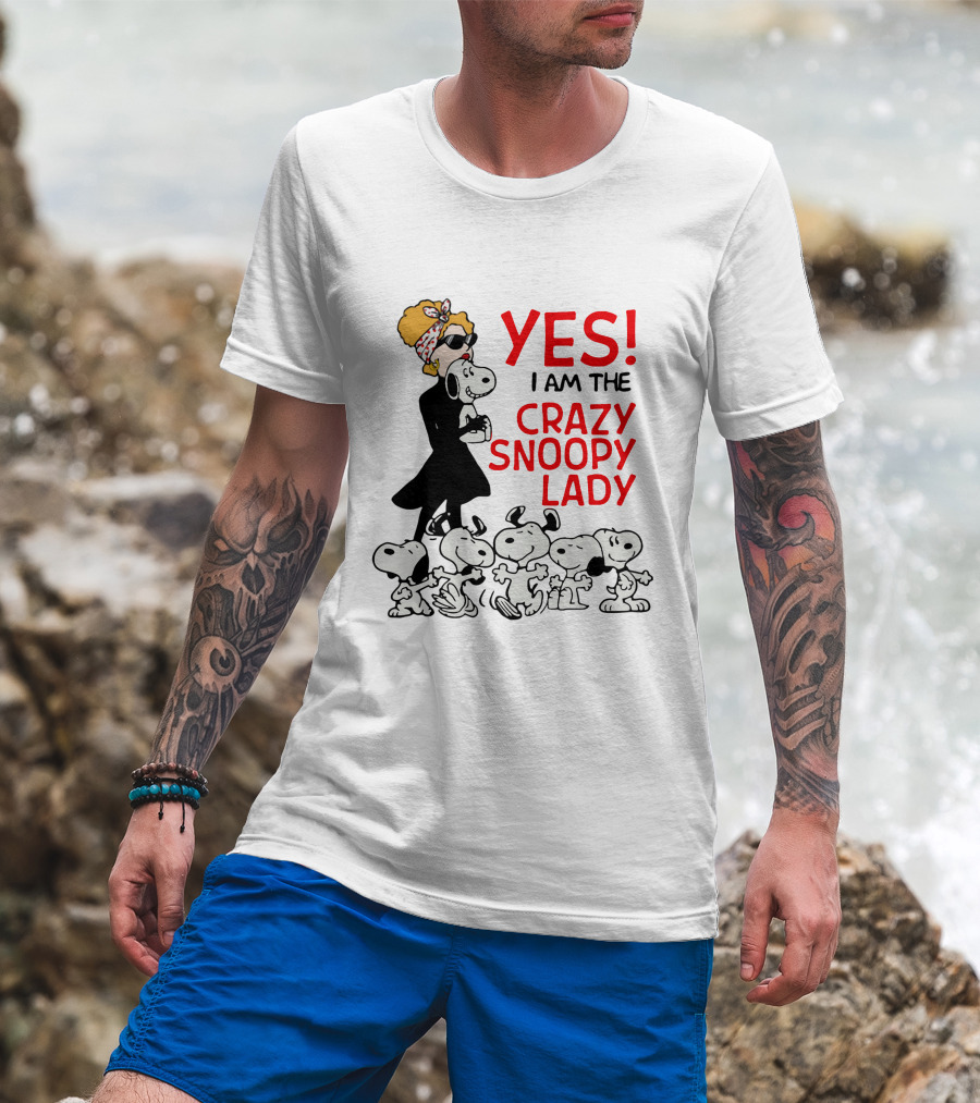 YES I Am The Crazy Snoopy Lady With Retro Snoopy Characters T-Shirt