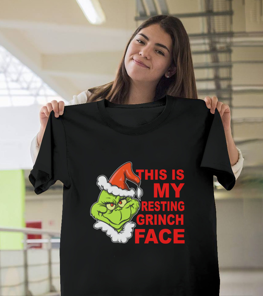 This Is My Resting Grinch Face Santa Hat Grumpy Expression T-Shirt