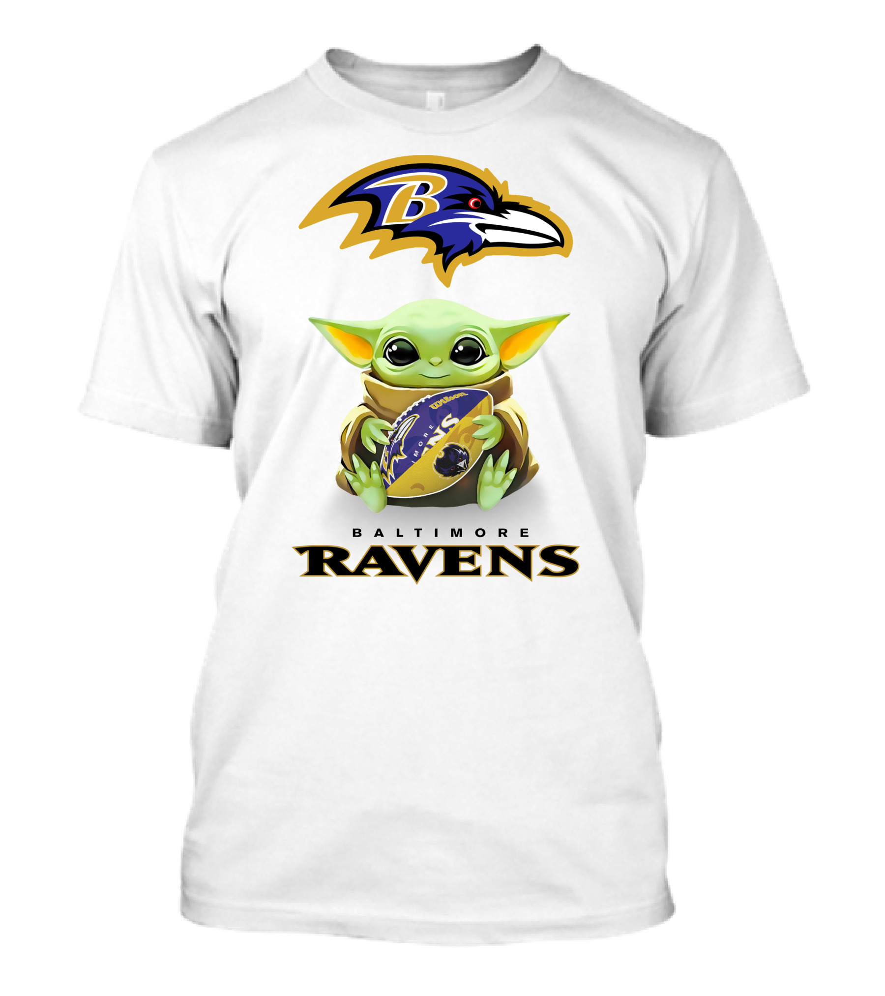 Baby Yoda Hug Baltimore Ravens Football Tailgate T-Shirt