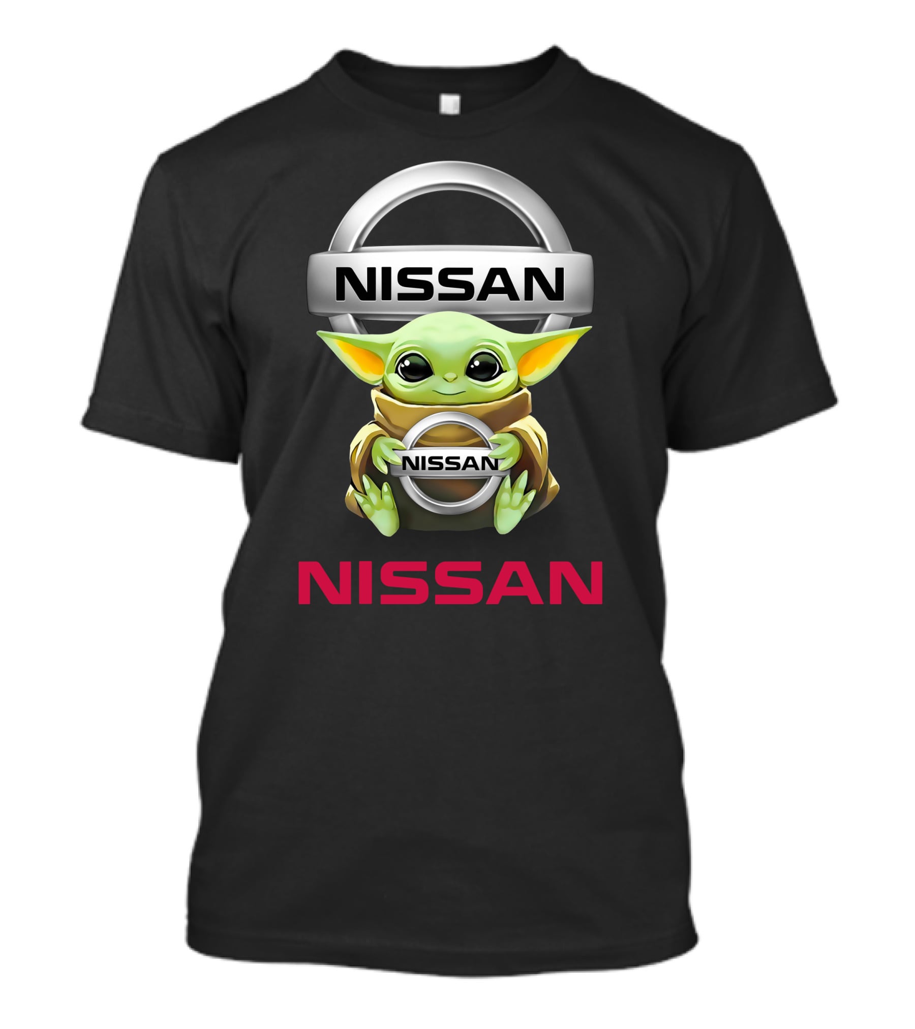 Nissan Logo With Baby Yoda Hugging Nissan Emblem T-Shirt