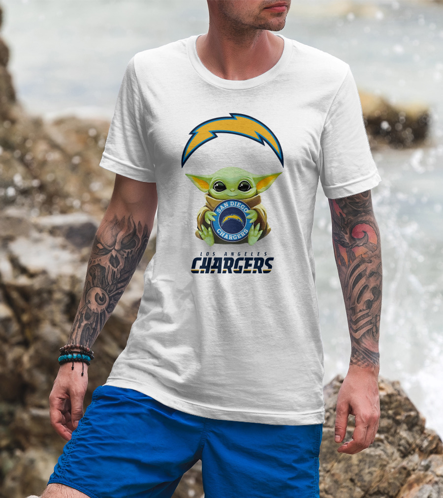 Baby Yoda Hug Los Angeles Chargers San Diego Chargers T-Shirt