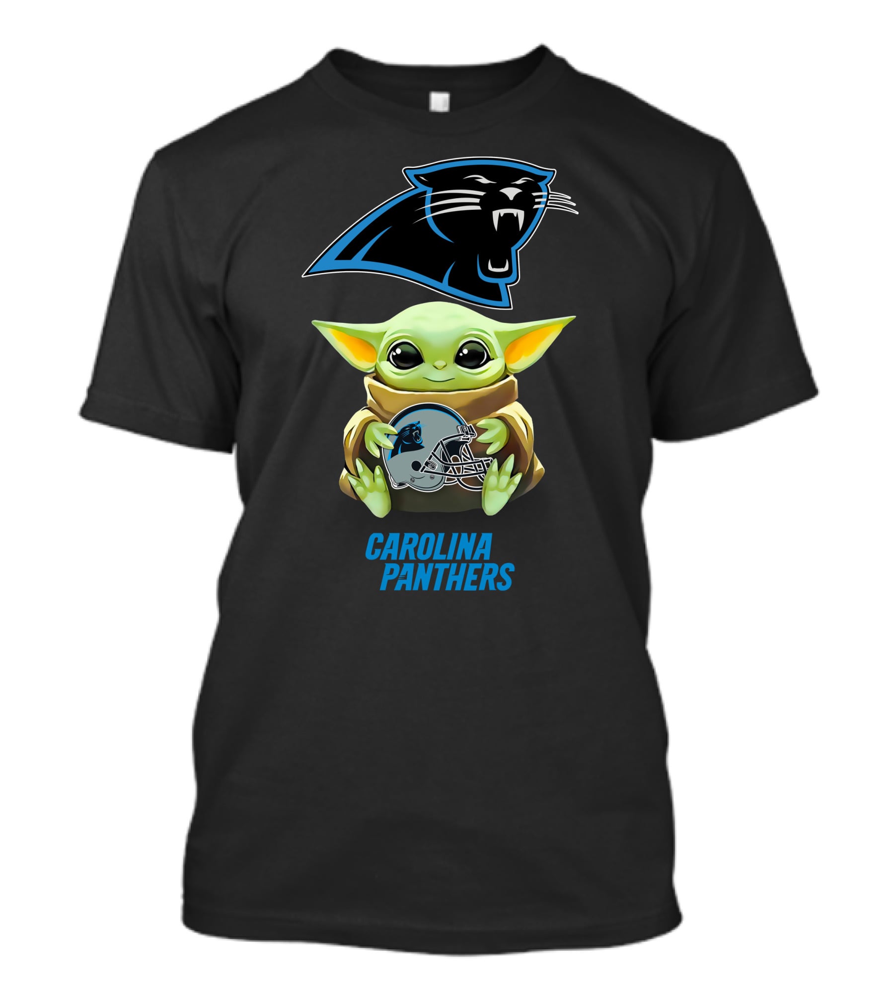 Star Wars Baby Yoda With Carolina Panthers Helmet T-Shirt