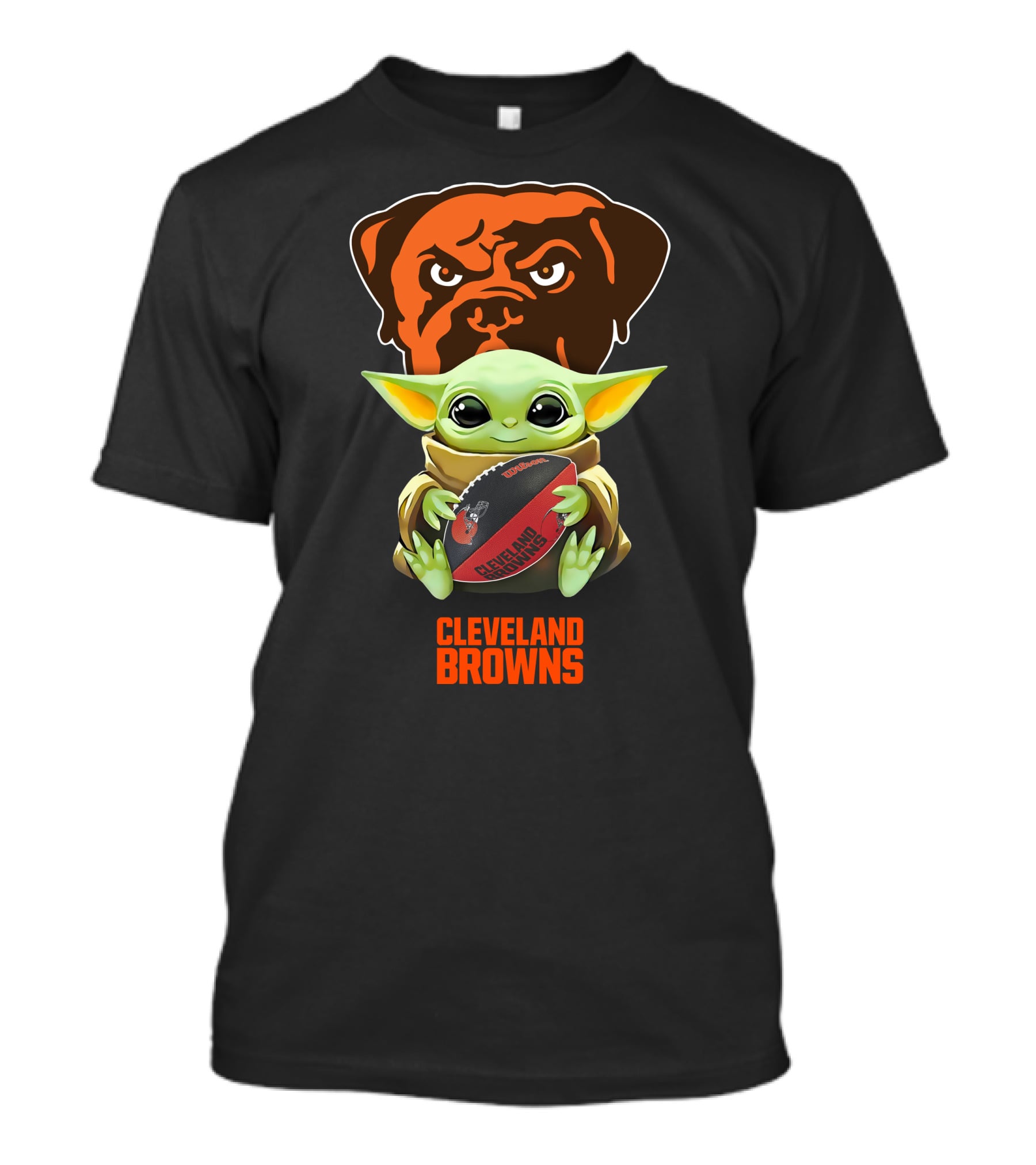 Cleveland Browns Baby Yoda Football Hug Star Wars Browns Dog T-Shirt