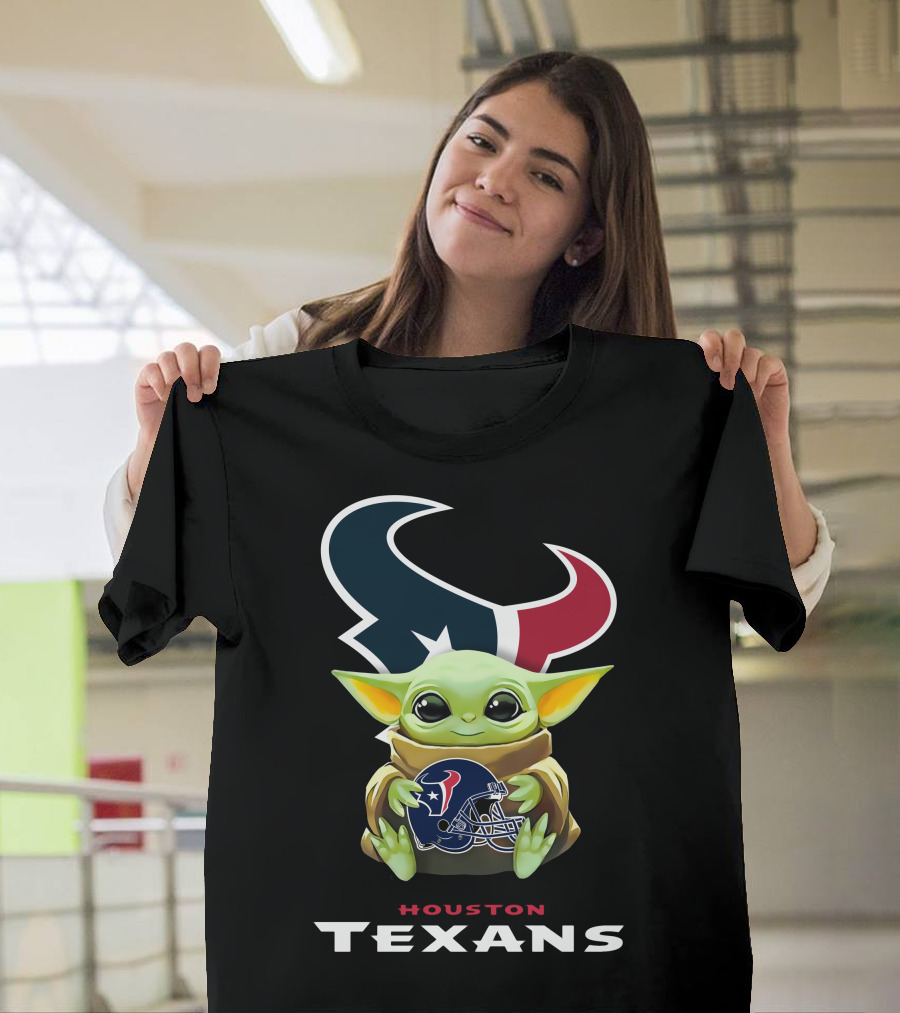 Star Wars The Child With Houston Texans Football Helmet T-Shirt