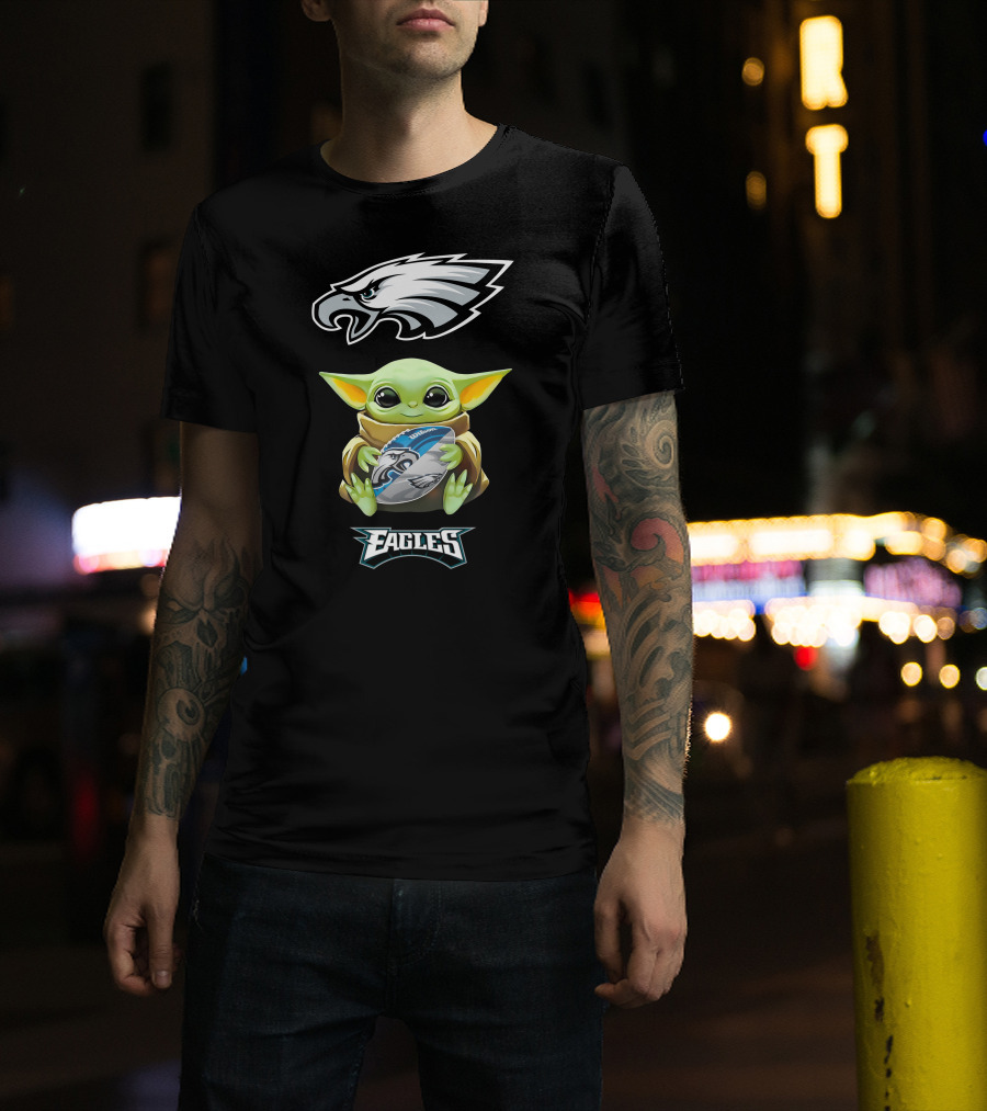 Star Wars Baby Yoda Philadelphia Eagles Football Fan Tailgate T-Shirt