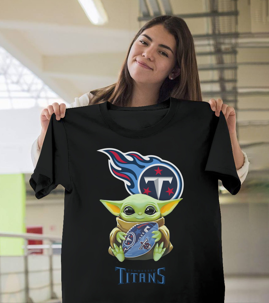 Star Wars The Child Holding Tennessee Titans Football Tailgate T-Shirt